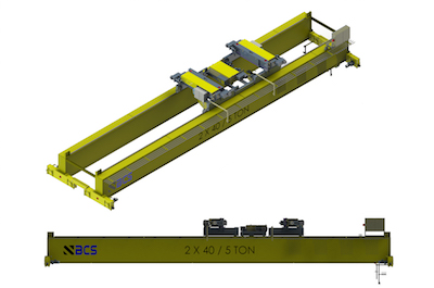 Top Running Double Girder Overhead Crane, Fabricated Box Construction, Dual Primary Hoists, Auxilary Hoist